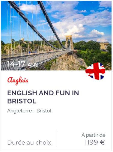 séjour linguistique à Bristol en Angleterre pour un stage de seconde en juin 2025